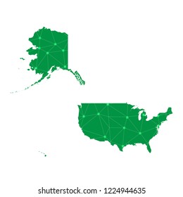Map of USA Mercator from Polygonal wire frame low poly mesh,USA Mercator map Vector Illustration EPS10.