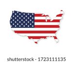 Map of the USA with the national flag of United States of America isolated on white background. Vector illustration.
