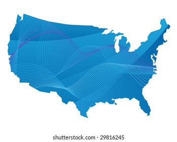 map of the usa on white