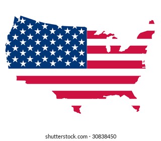 map of the USA on white