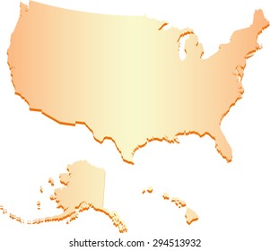 Map of USA in orange color. Vector illustration. 