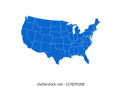 map usa original with color blue