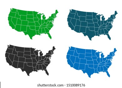 map of usa. original map.variety of colors on white background. Vector illustration eps 10.
