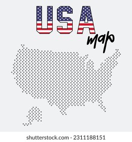 Map of USA. Pixel dotted map of United States of America in grey. Vector illustration EPS10. USA Map Dotted Vector Illustration Isolated on White