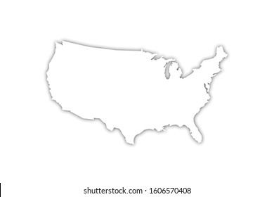 map of the usa realistic isolated vector illustration