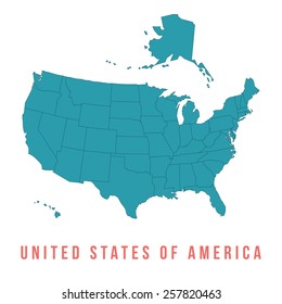 Map of USA with separable borders, isolated in white background