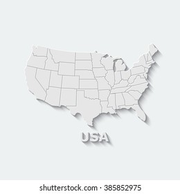 Map of USA with separable borders on a light background. Creative design. Vector illustration.