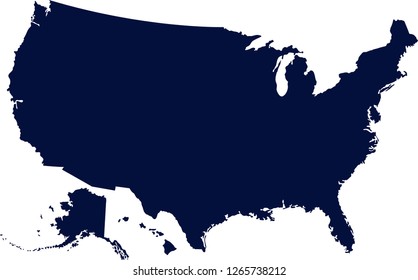 The map of the USA, silhouette of the states