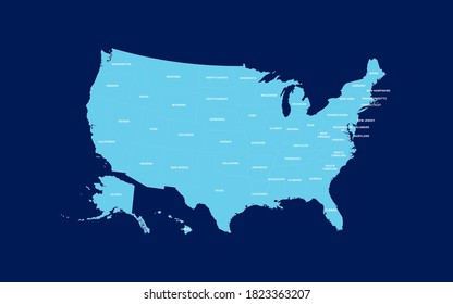 Map of USA with state names.