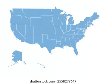 Map of USA with states borders