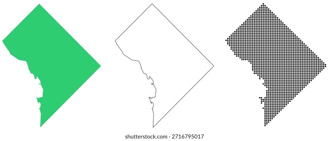 Mapa Estados Unidos da América DC Columbia Outline Dots