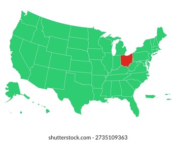 Mapa Estados Unidos Destacado Ohio Solid