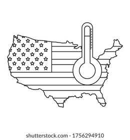 Karte von usa mit Thermometer einzeln auf Vektorgrafik