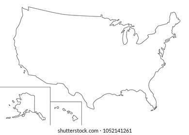 Map of the USA (United States of America). Vector map