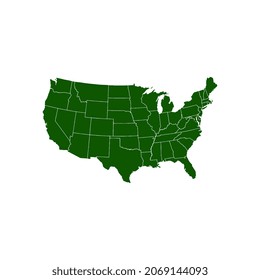 Map USA vector design illustration. USA country map design. Blank similar USA map isolated on white background. United States of America country 