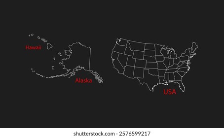 map of USA, USA map. Vector illustration.