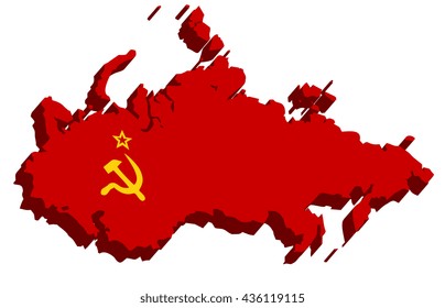 A map of USSR 3D on white background