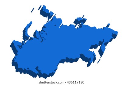 A map of USSR 3D on white background