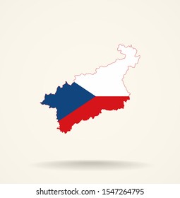 Map Ustinad Labem Region (Czech Republic) in Czech Republic flag colors, editable vector. 