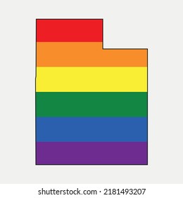Map of Utah and Lgbt flag - United States outline silhouette graphic element Illustration template design
