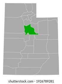 Map of Utah in Utah on white