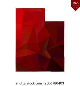 Map of Utah - Red Geometric Rumpled Triangular , Polygonal Design. Vector illustration eps 10.