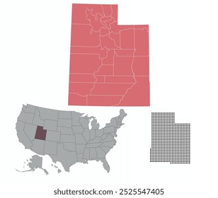 Map of Utah state in the colors of the Republican Party