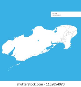 Map Utila Contains Geography Outlines Land Stock Vector (Royalty Free ...