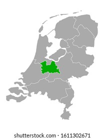 Map of Utrecht in Netherlands on white