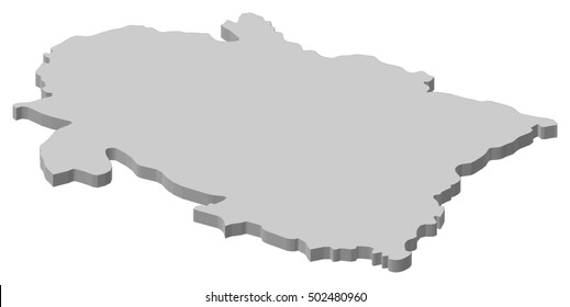 Map - Uttarakhand (India) - 3D-Illustration