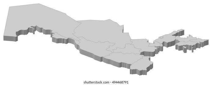Map - Uzbekistan - 3D-Illustration