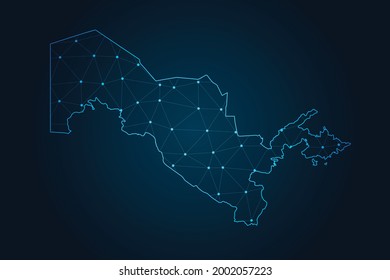 Map of uzbekistan , Abstract mash line and point scales on dark background for your web site design map logo, app, ui,Travel. Vector illustration eps 10.