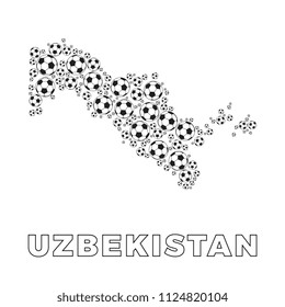 map of uzbekistan filled with soccer balls
