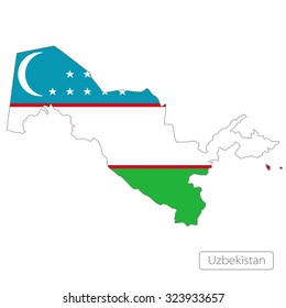map of Uzbekistan with the flag