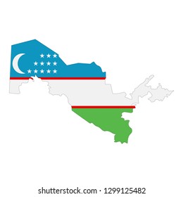 Map of Uzbekistan with flag inside. Uzbekistan map vector illustration