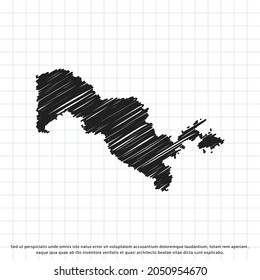 Map of Uzbekistan freehand drawing on a sheet of exercise book. Vector illustration.