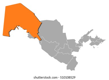 Map - Uzbekistan, Karakalpakstan