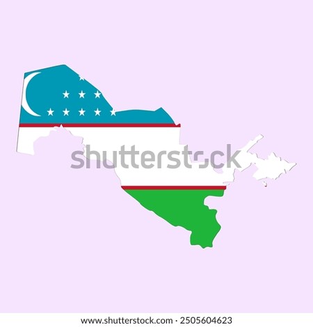 Map of Uzbekistan with national flag, vector illustration	