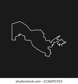 Map of Uzbekistan on Black Background