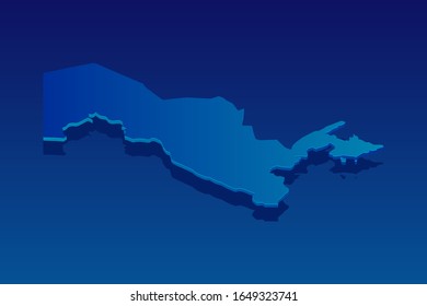 map of Uzbekistan on blue background. Vector modern isometric concept greeting Card illustration eps 10.
