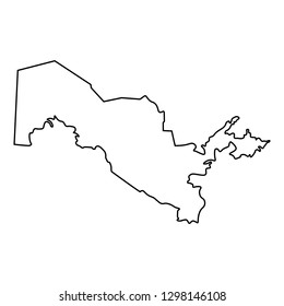 Map of Uzbekistan - outline. Silhouette of Uzbekistan map vector illustration