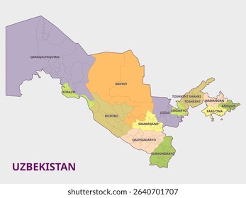 Map of Uzbekistan Regions and Administrative Divisions