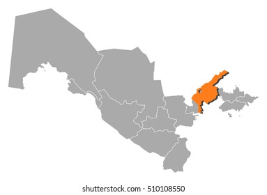 Map - Uzbekistan, Tashkent Region