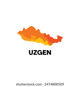 Map Of Uzgen City Modern Simple Geometric, illustration vector design template