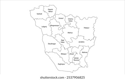 Map of Vaishali District Block ,Vaishali District, Bihar State, Republic of India, Government of Bihar, Indian territory, Eastern India, politics, village, tourism