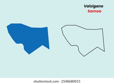 Map of Vaisigano , Map of Vaisigano with fill colour and outline, Map of Samoa state Vaisigano, Vector Illustration, Samoa.
