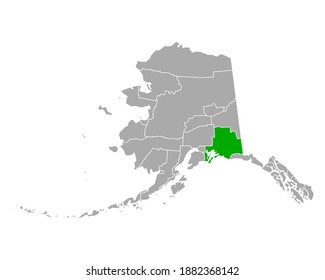 Map of Valdez-Cordova in Alaska on white