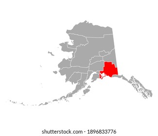 Map of Valdez-Cordova in Alaska on white