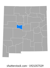 Map of Valencia in New Mexico on white