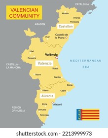 Map of the Valencian Community in Spain. Vector education illustration